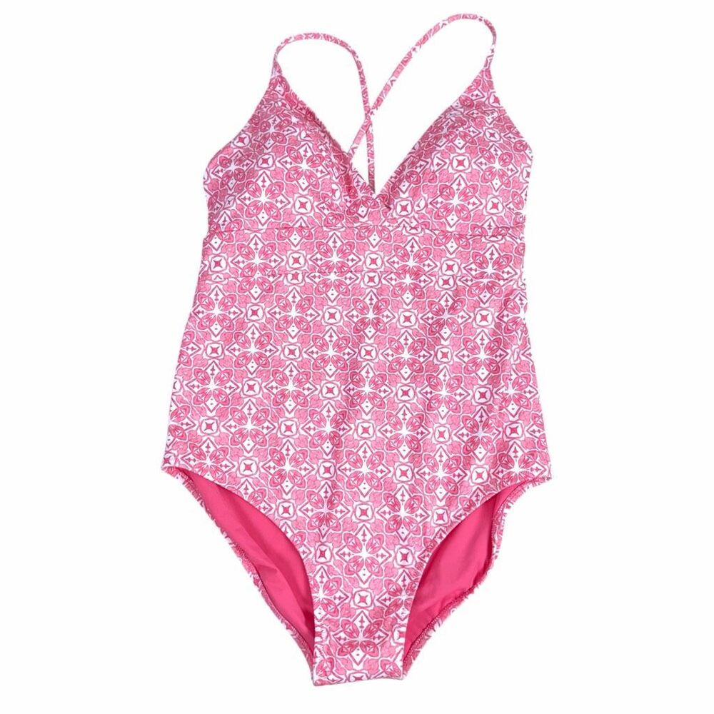 Vineyard Vines Sconset Large One Piece Swimsuit Pink NEW